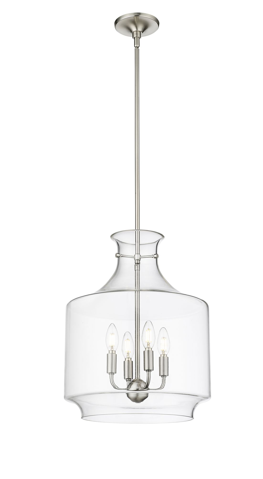 Image 2 Millennium Mahannah 4-Light 15" Brushed Nickel Pendant with Glass Shade more views