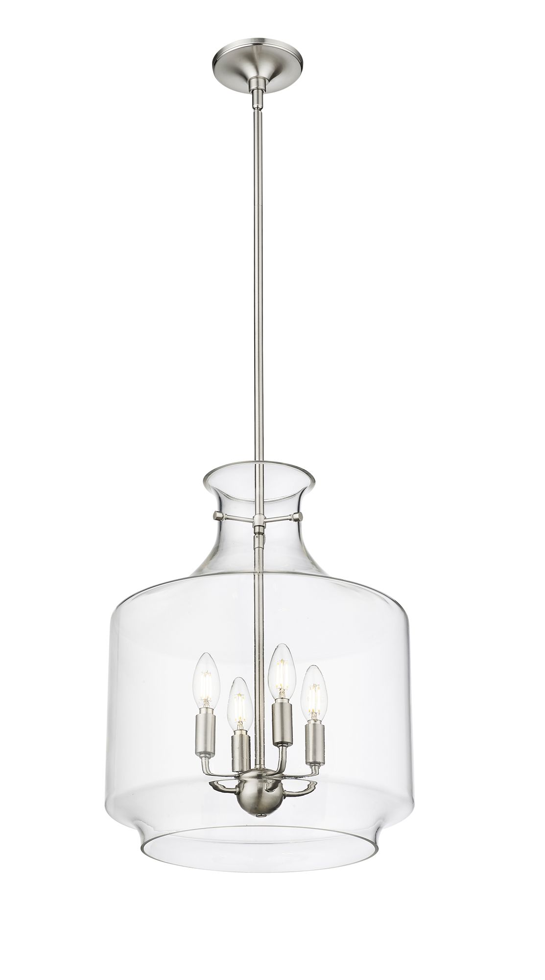 Image 3 Millennium Mahannah 4-Light 15" Brushed Nickel Pendant with Glass Shade more views