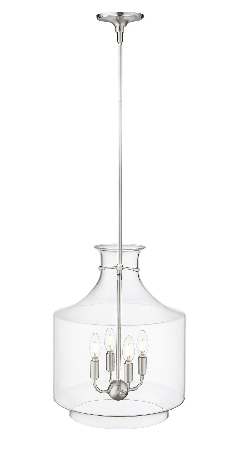 Image 4 Millennium Mahannah 4-Light 15" Brushed Nickel Pendant with Glass Shade more views