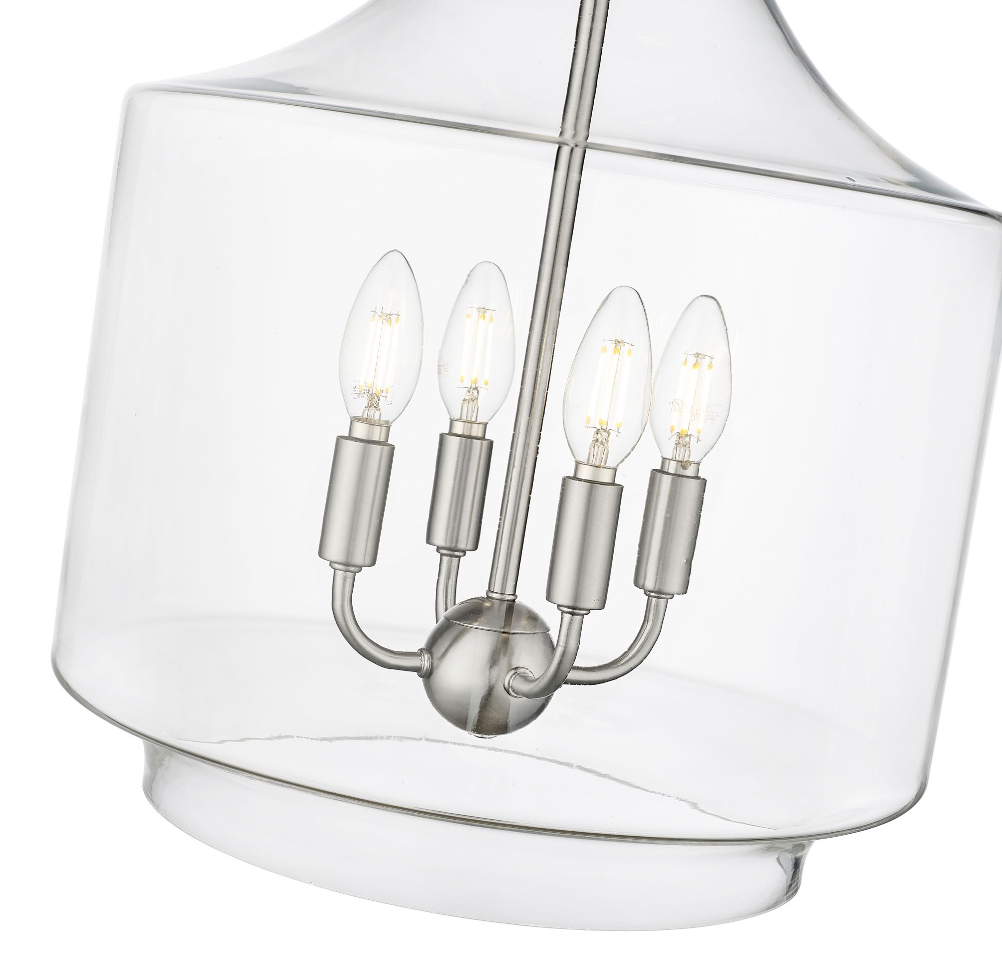 Image 5 Millennium Mahannah 4-Light 15" Brushed Nickel Pendant with Glass Shade more views