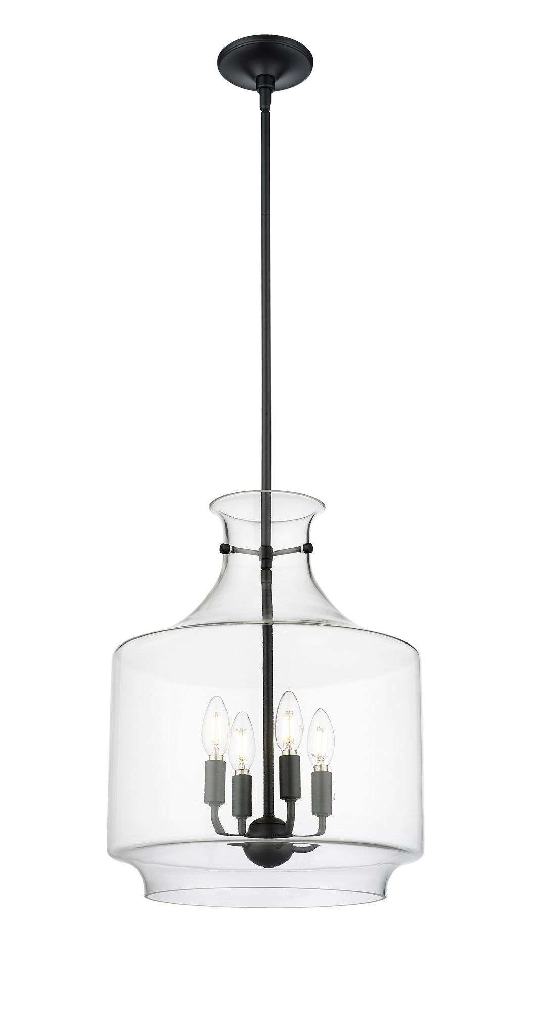 Image 2 Millennium Mahannah 4-Light 15" Matte Black Pendant with Glass Shade more views