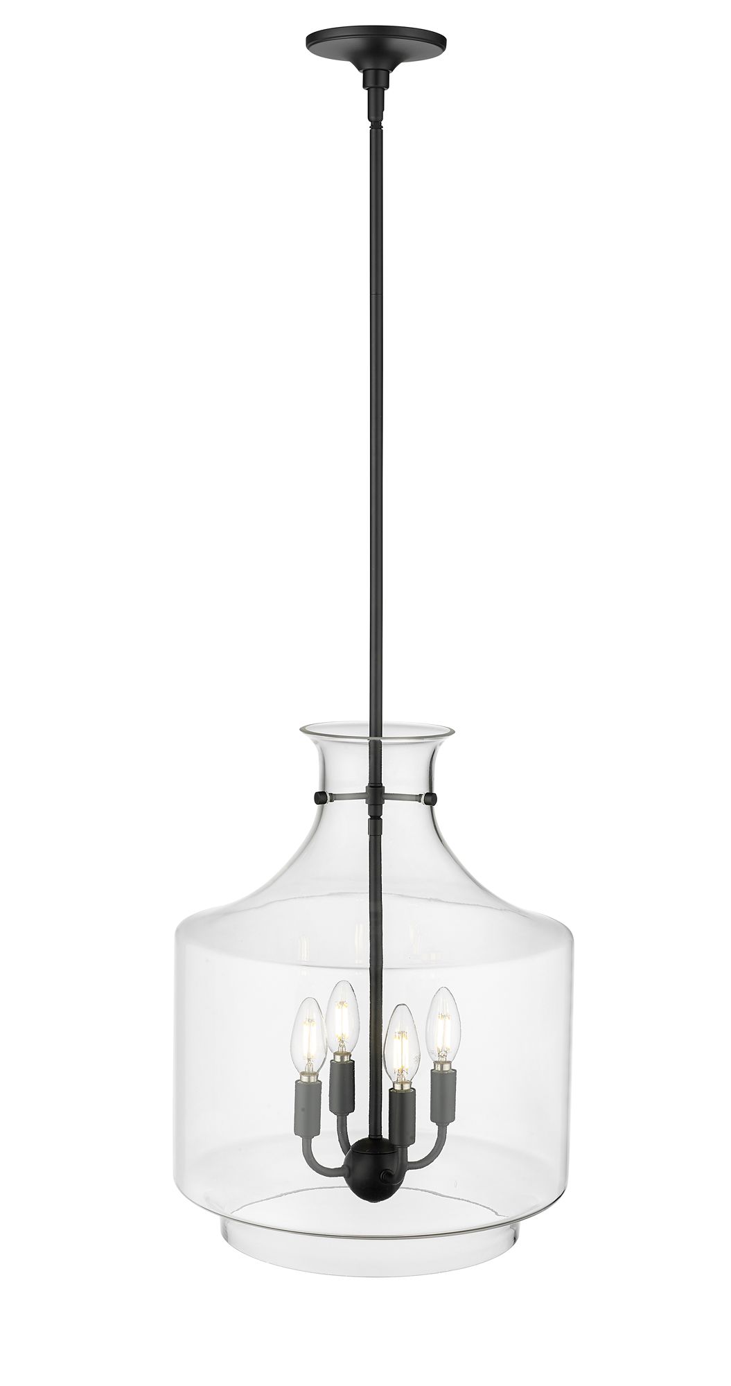 Image 4 Millennium Mahannah 4-Light 15" Matte Black Pendant with Glass Shade more views