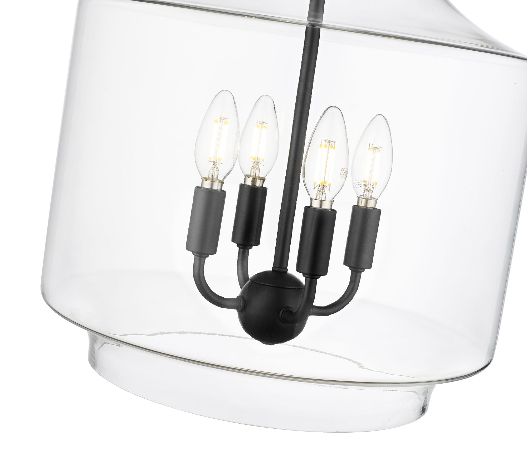 Image 5 Millennium Mahannah 4-Light 15" Matte Black Pendant with Glass Shade more views