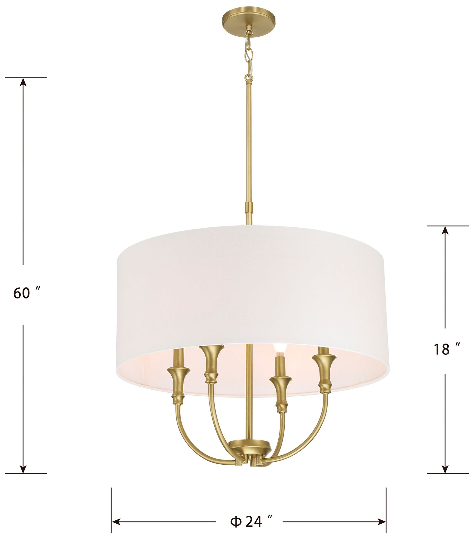 Image 5 Millennium Mairbourne 4-Light 24" Pendant Vintage Brass with White Linen more views