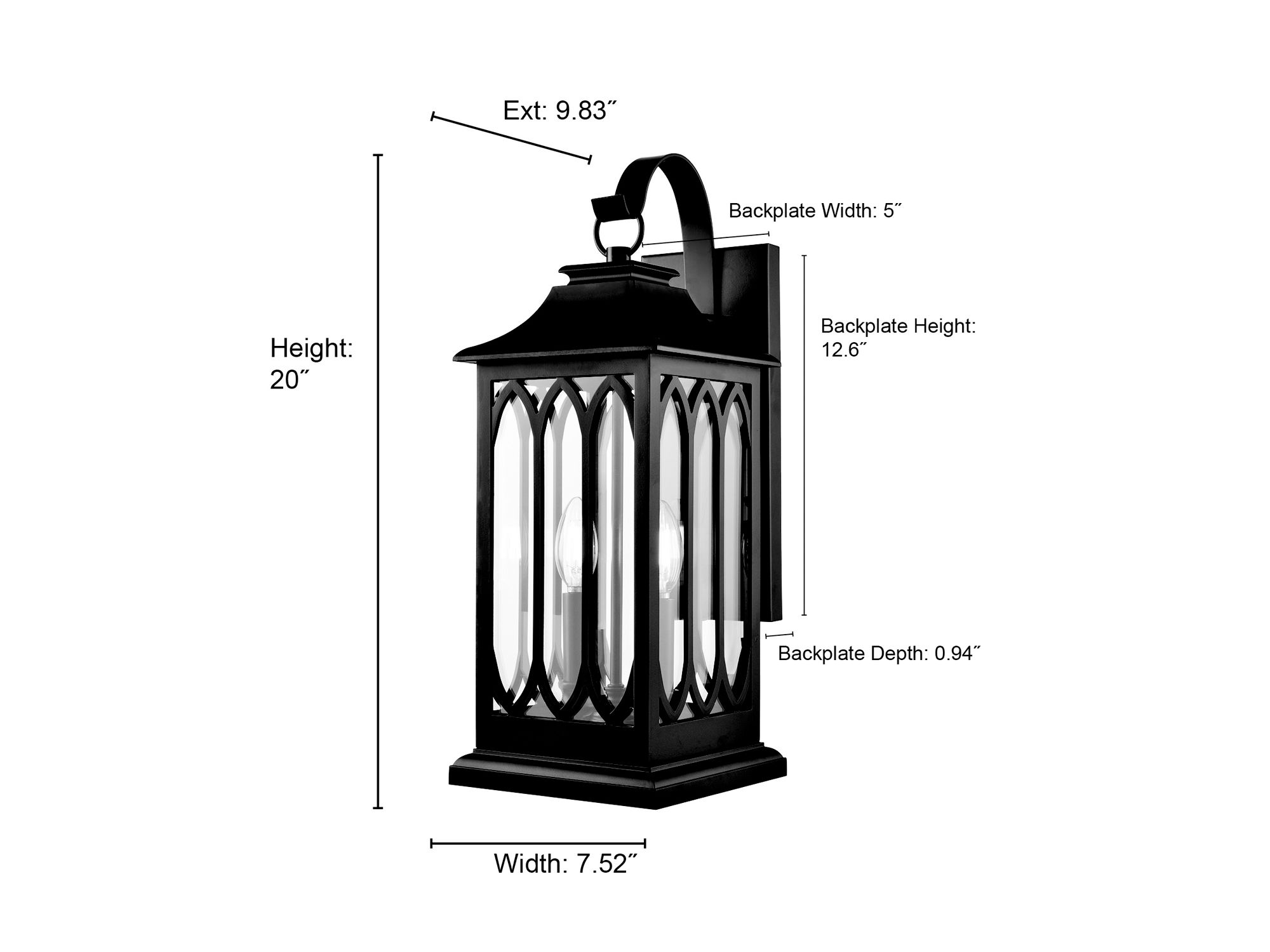 Image 7 Millennium Mallorey 2-Light 20" Powder Coated Black Outdoor Wall Sconce more views
