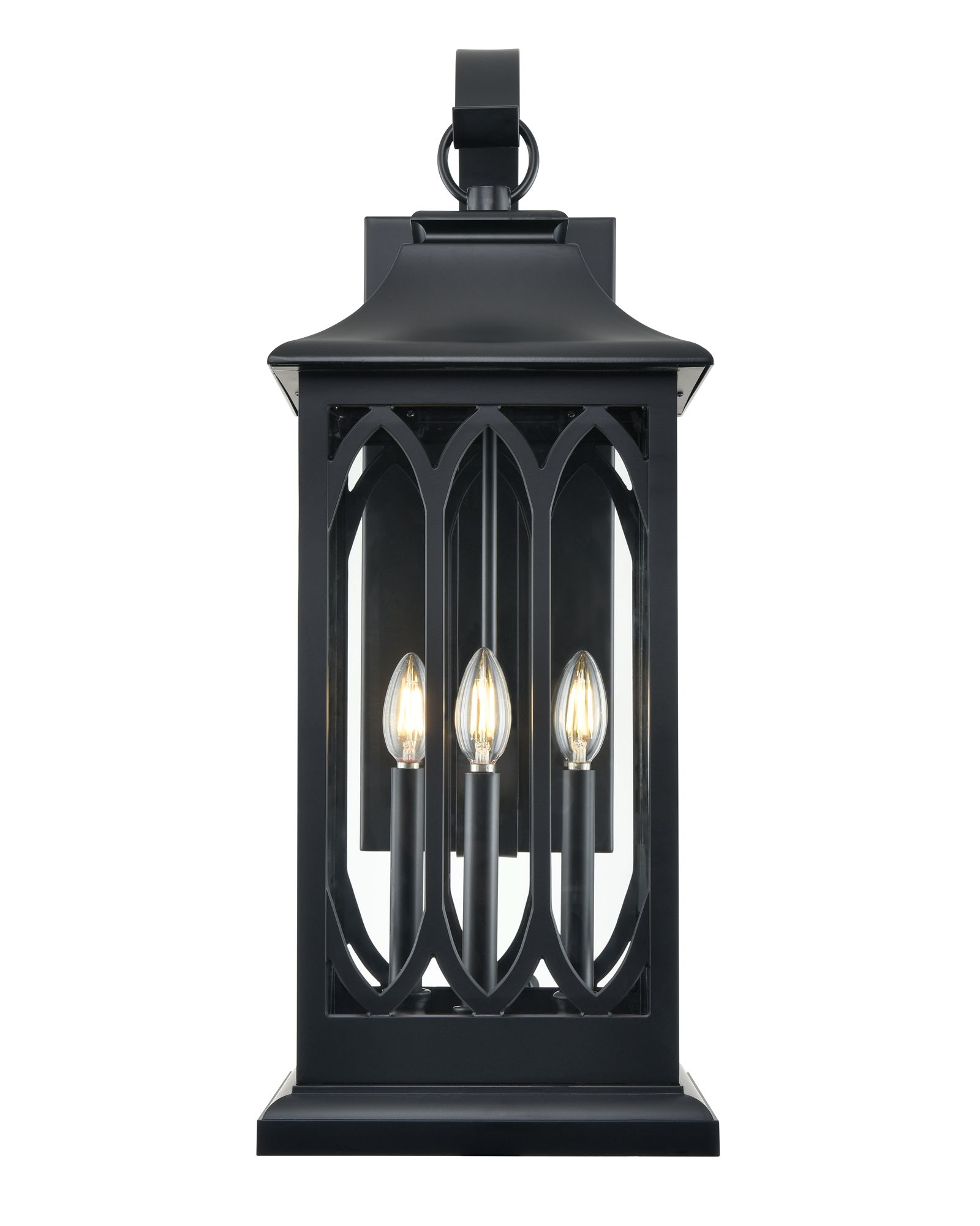 Image 2 Millennium Mallorey 3-Light 28.25" Powder Coated Black Outdoor Wall Sconce more views