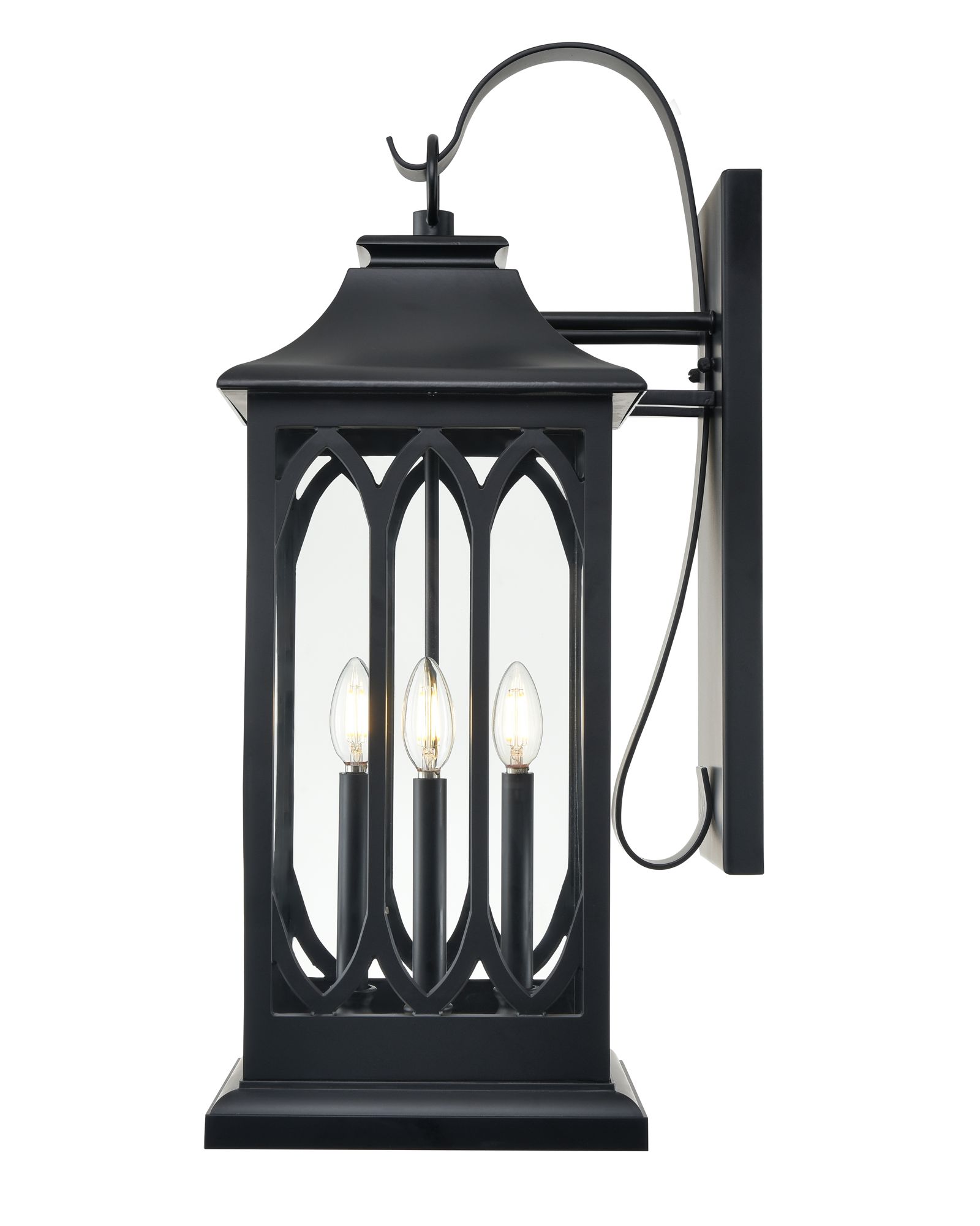 Image 5 Millennium Mallorey 3-Light 28.25" Powder Coated Black Outdoor Wall Sconce more views