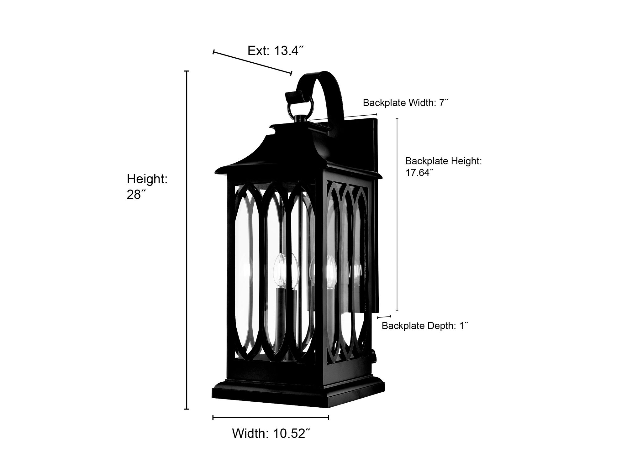 Image 7 Millennium Mallorey 3-Light 28.25" Powder Coated Black Outdoor Wall Sconce more views