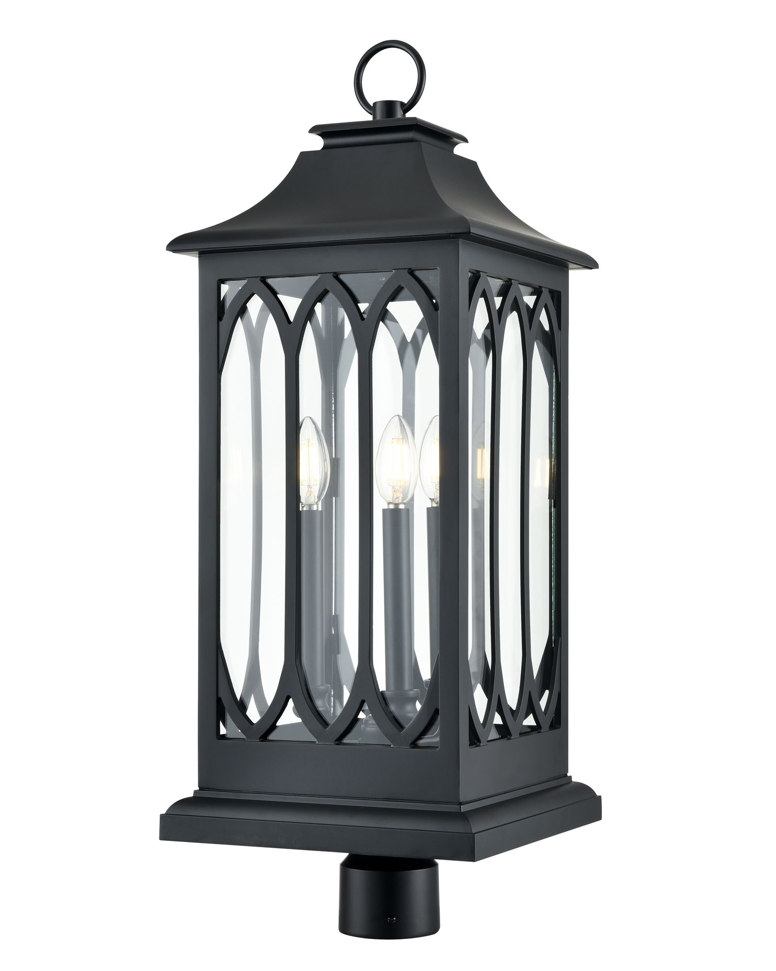 Image 2 Millennium Mallorey 3-Light 29" Powder Coated Black Outdoor Post Lantern more views