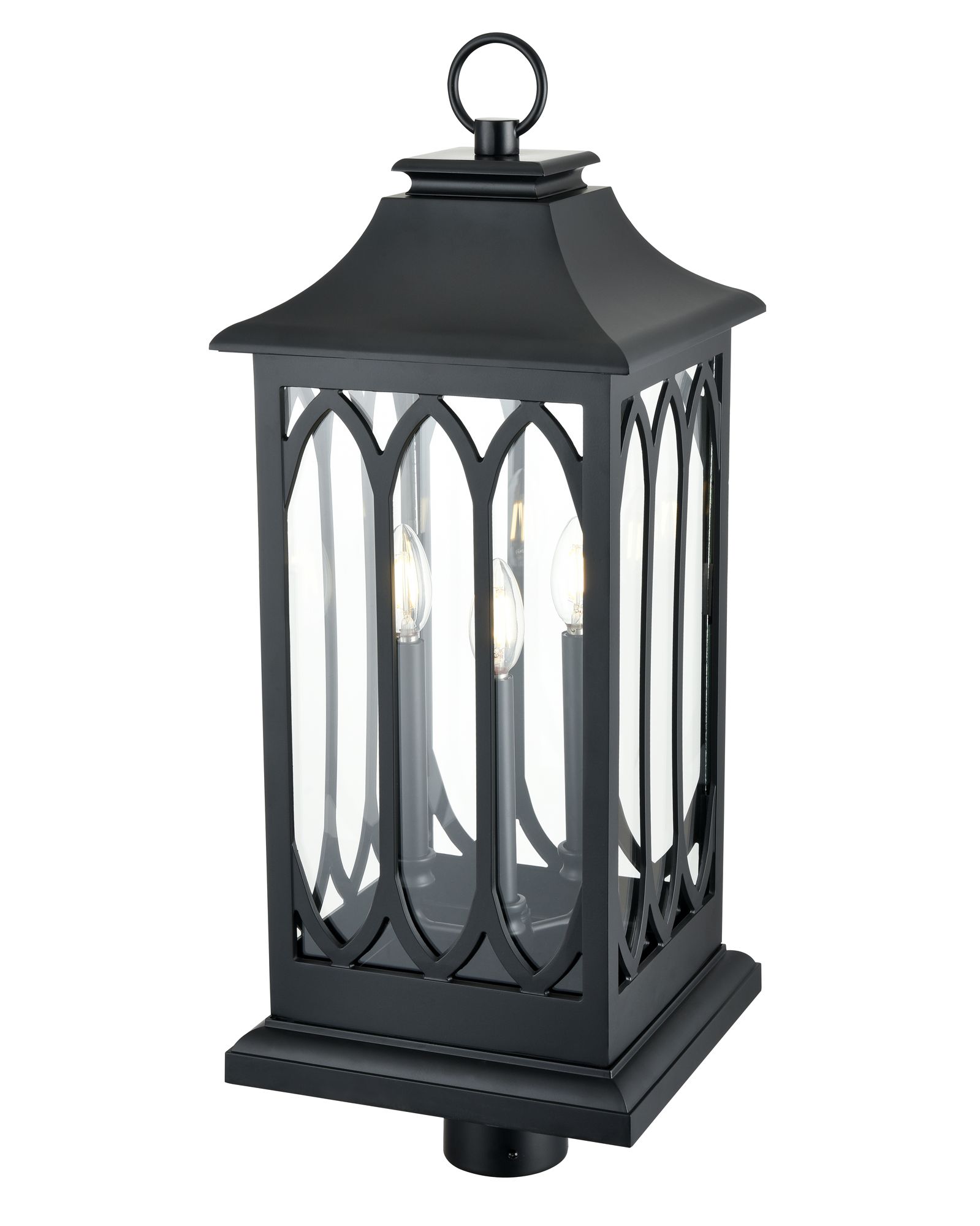 Image 3 Millennium Mallorey 3-Light 29" Powder Coated Black Outdoor Post Lantern more views