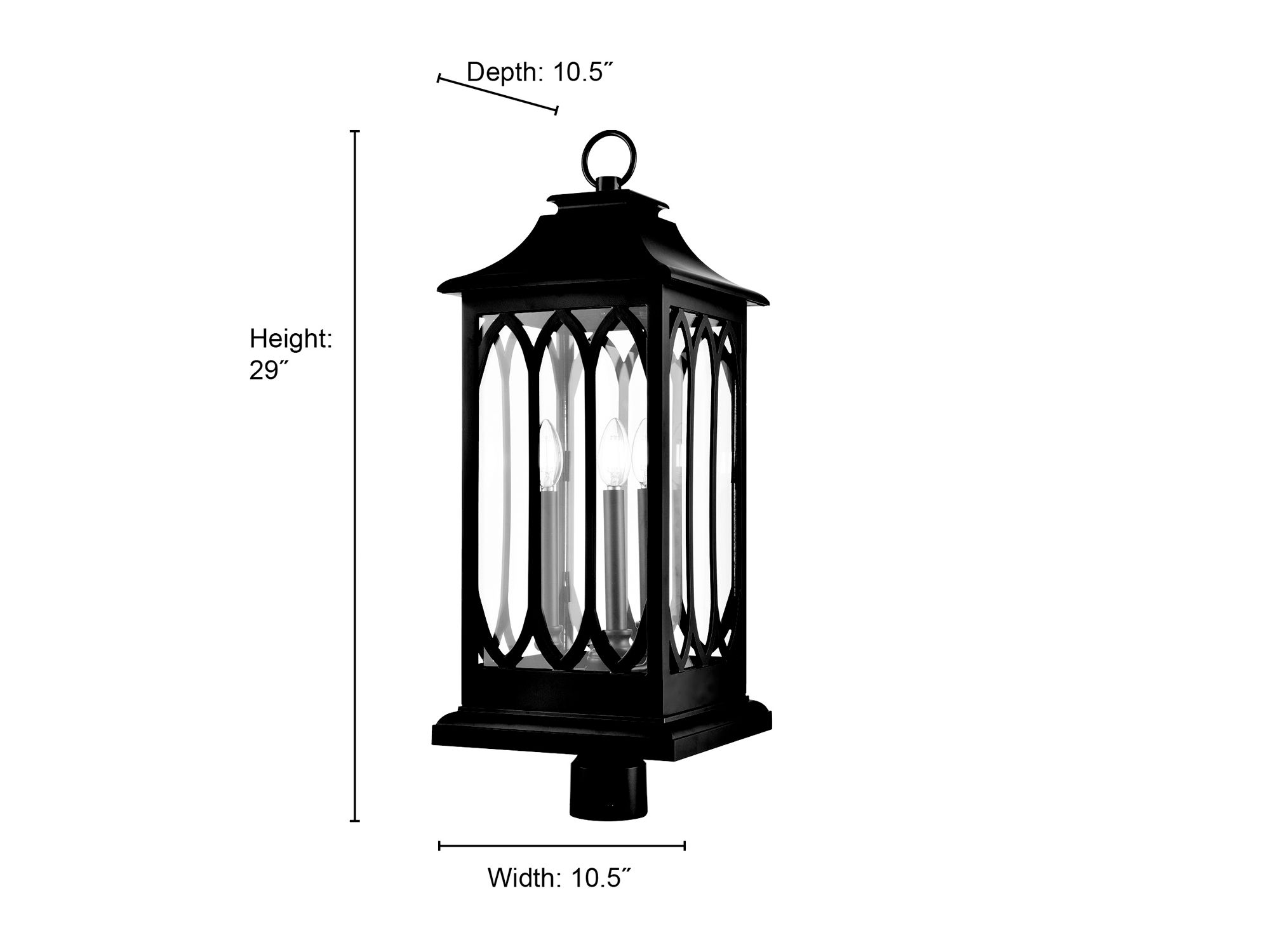 Image 6 Millennium Mallorey 3-Light 29" Powder Coated Black Outdoor Post Lantern more views