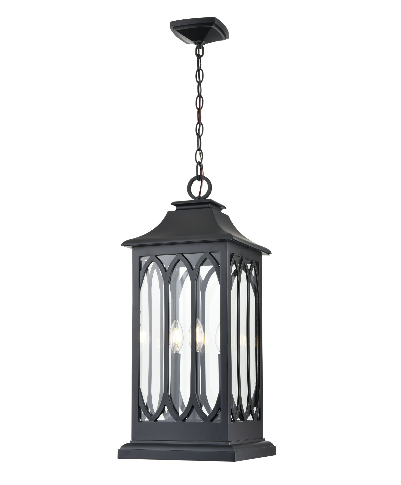 Image 2 Millennium Mallorey 3-Lt 25.5" Powder Coated Black Outdoor Hanging Lantern more views
