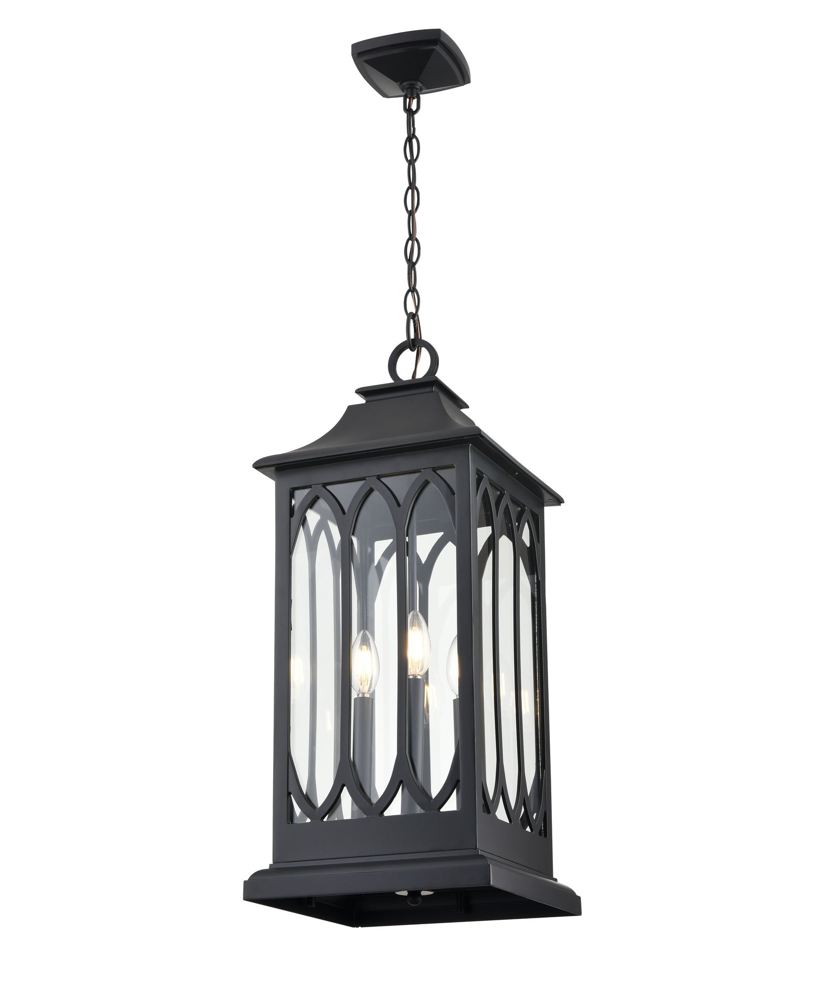 Image 3 Millennium Mallorey 3-Lt 25.5" Powder Coated Black Outdoor Hanging Lantern more views