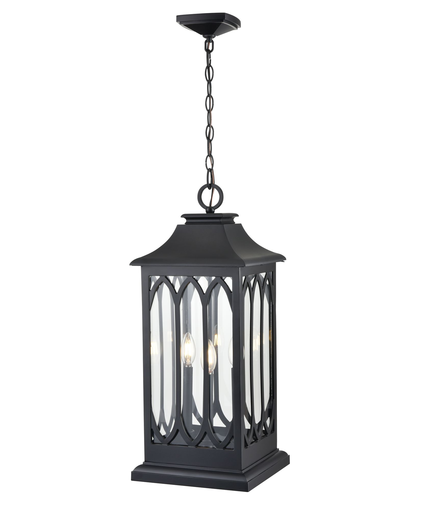 Image 4 Millennium Mallorey 3-Lt 25.5" Powder Coated Black Outdoor Hanging Lantern more views