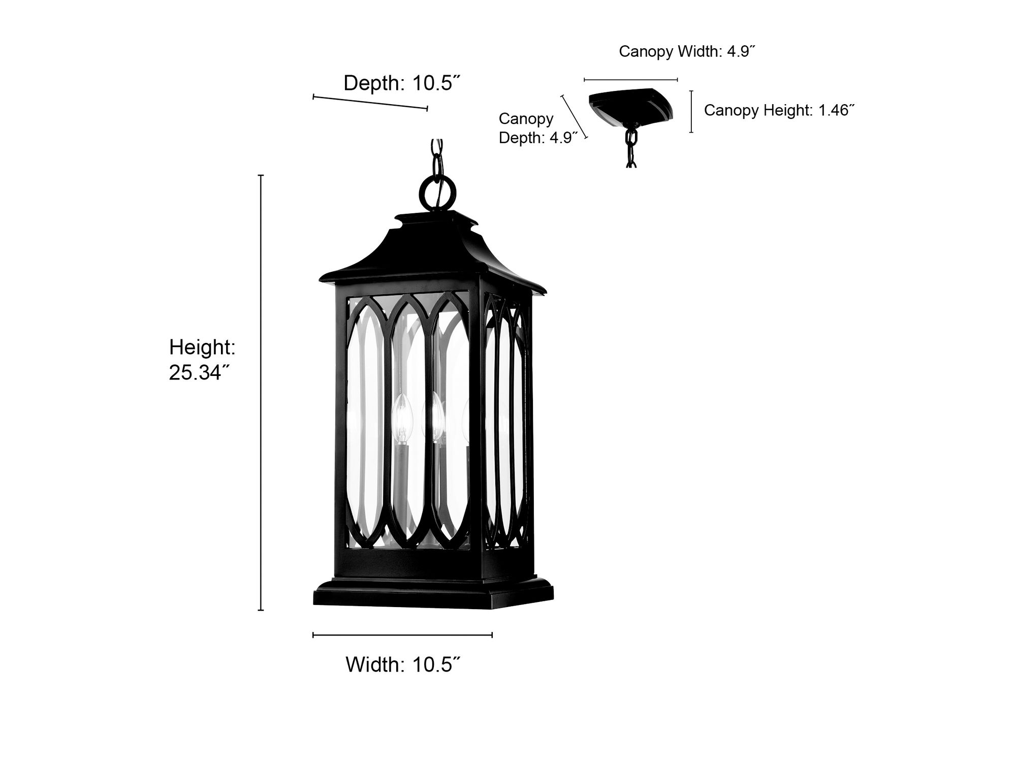 Image 6 Millennium Mallorey 3-Lt 25.5" Powder Coated Black Outdoor Hanging Lantern more views