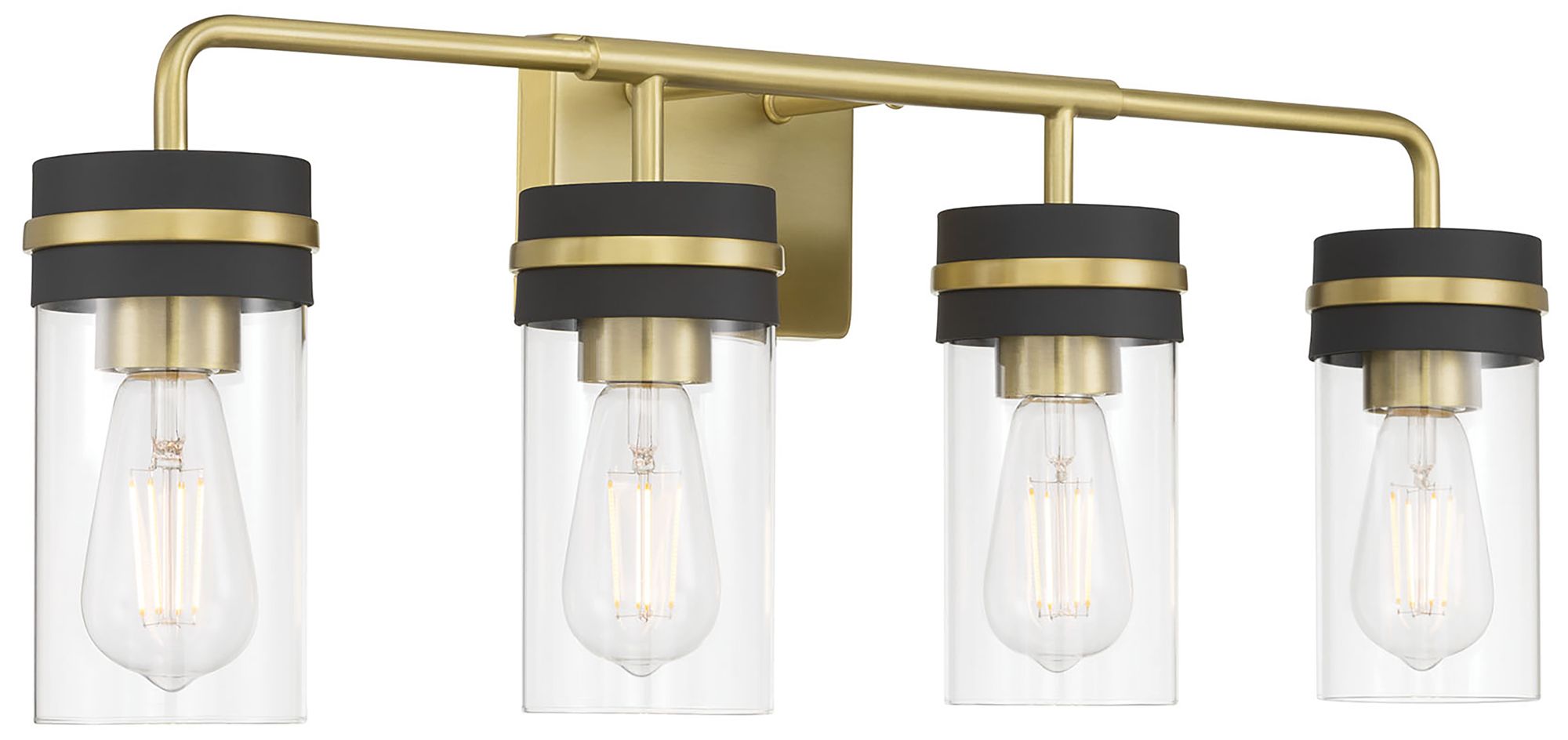 Image 2 Millennium Marbridge 4-Light 28" Vintage Brass Vanity Light with Shade