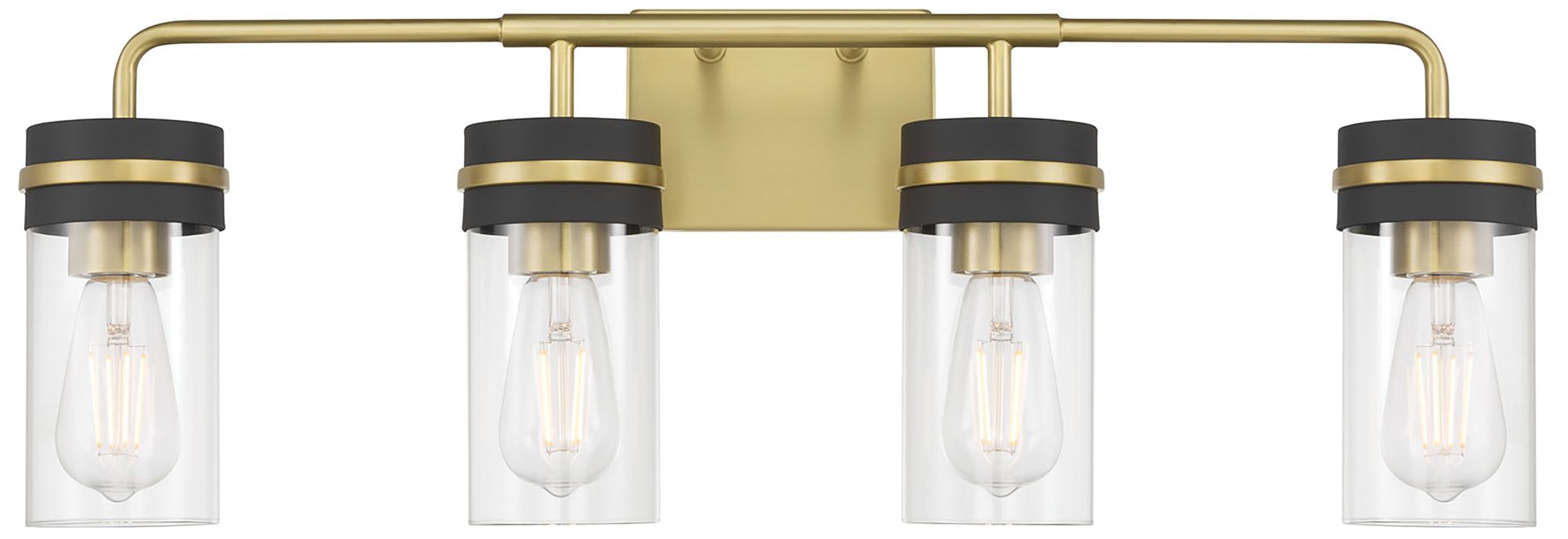 Image 3 Millennium Marbridge 4-Light 28" Vintage Brass Vanity Light with Shade more views