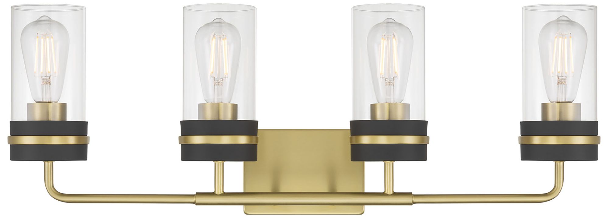 Image 5 Millennium Marbridge 4-Light 28" Vintage Brass Vanity Light with Shade more views
