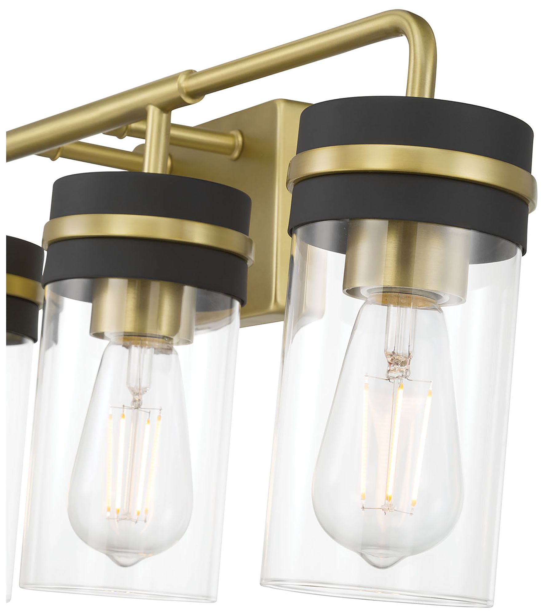 Image 6 Millennium Marbridge 4-Light 28" Vintage Brass Vanity Light with Shade more views