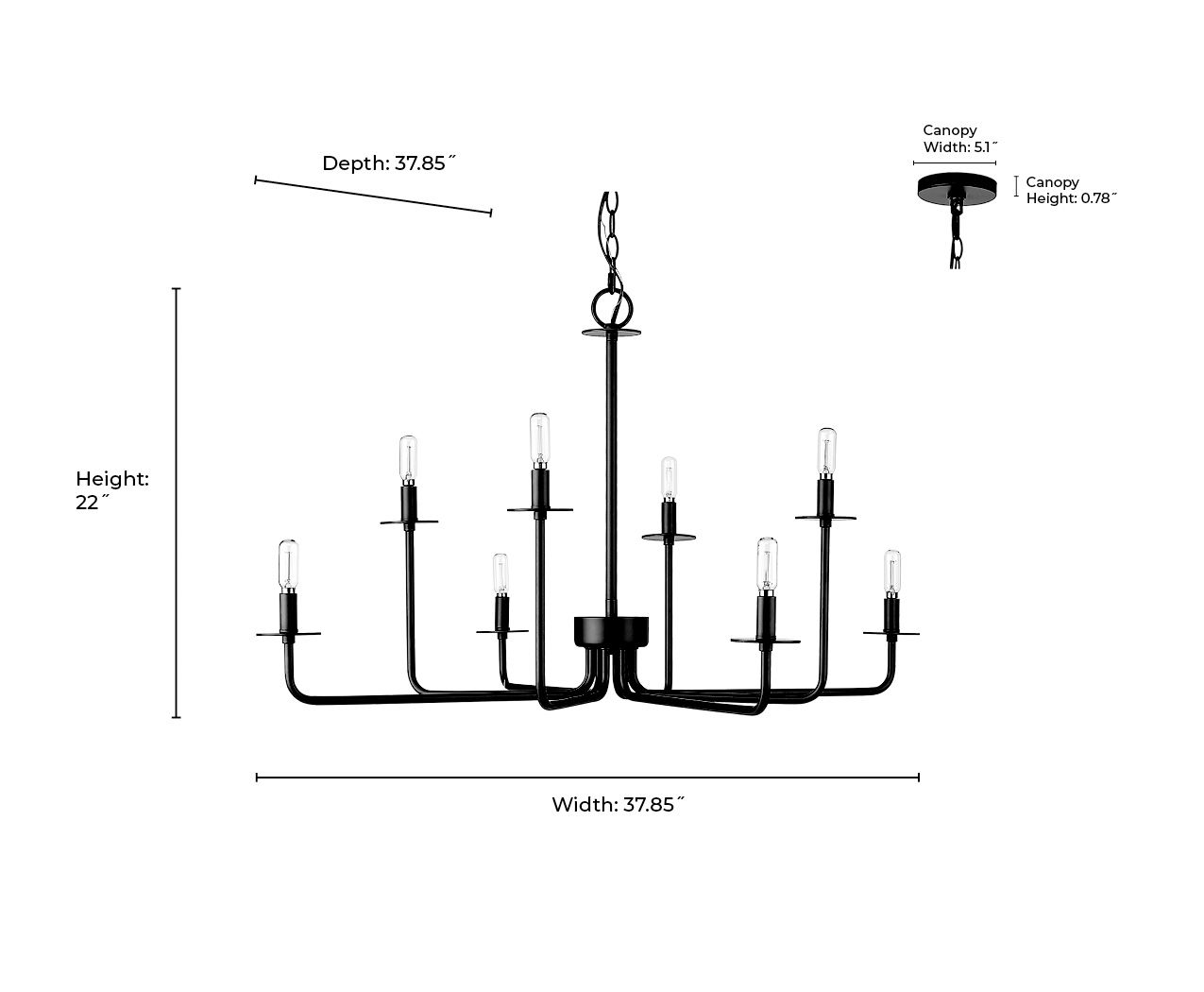 Millennium Marceline 8-Light 37.85" Modern Gold Chandelier