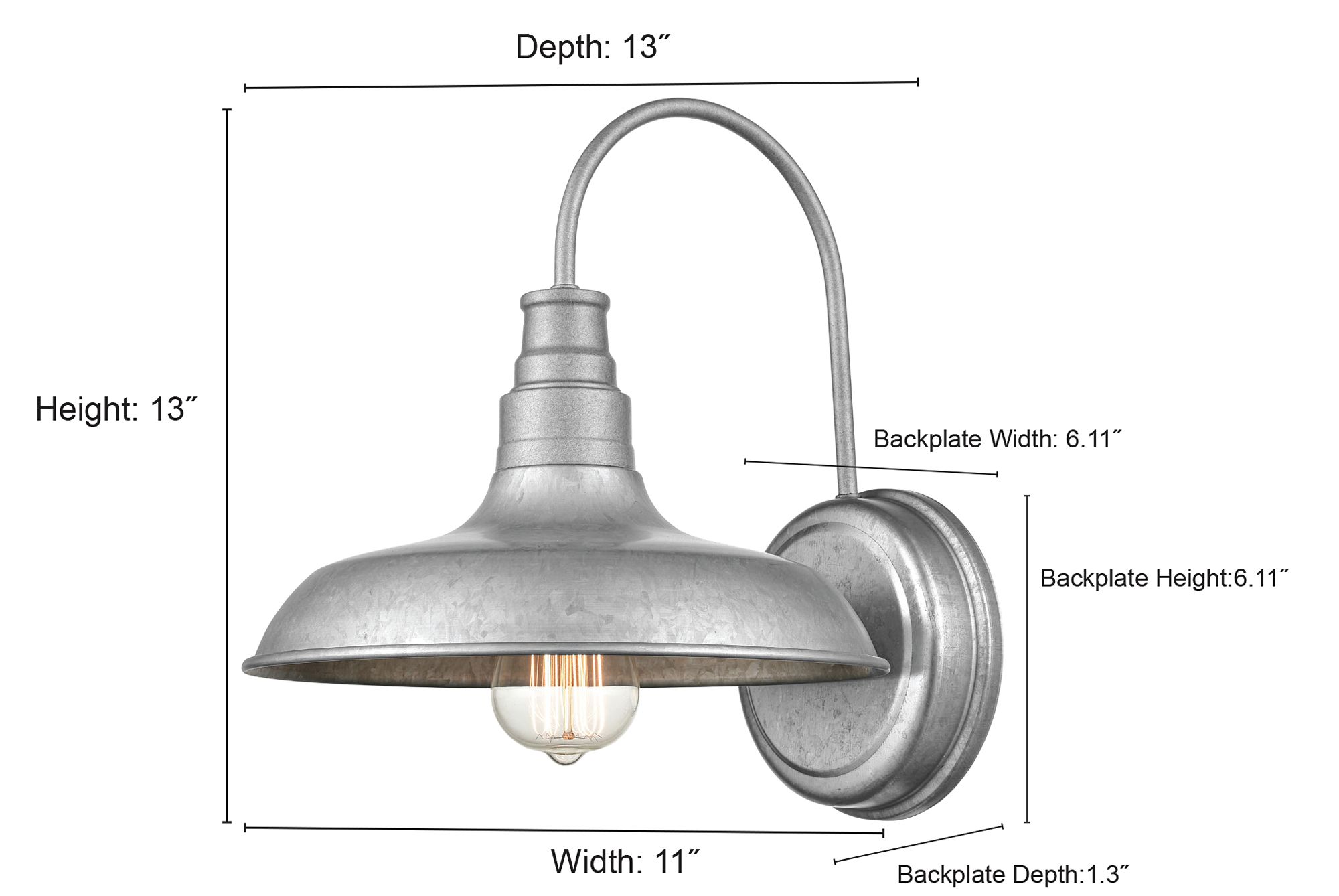 Image 4 Millennium Milltown 1-Light 13" Galvanized Outdoor Wall Sconce with Shade more views