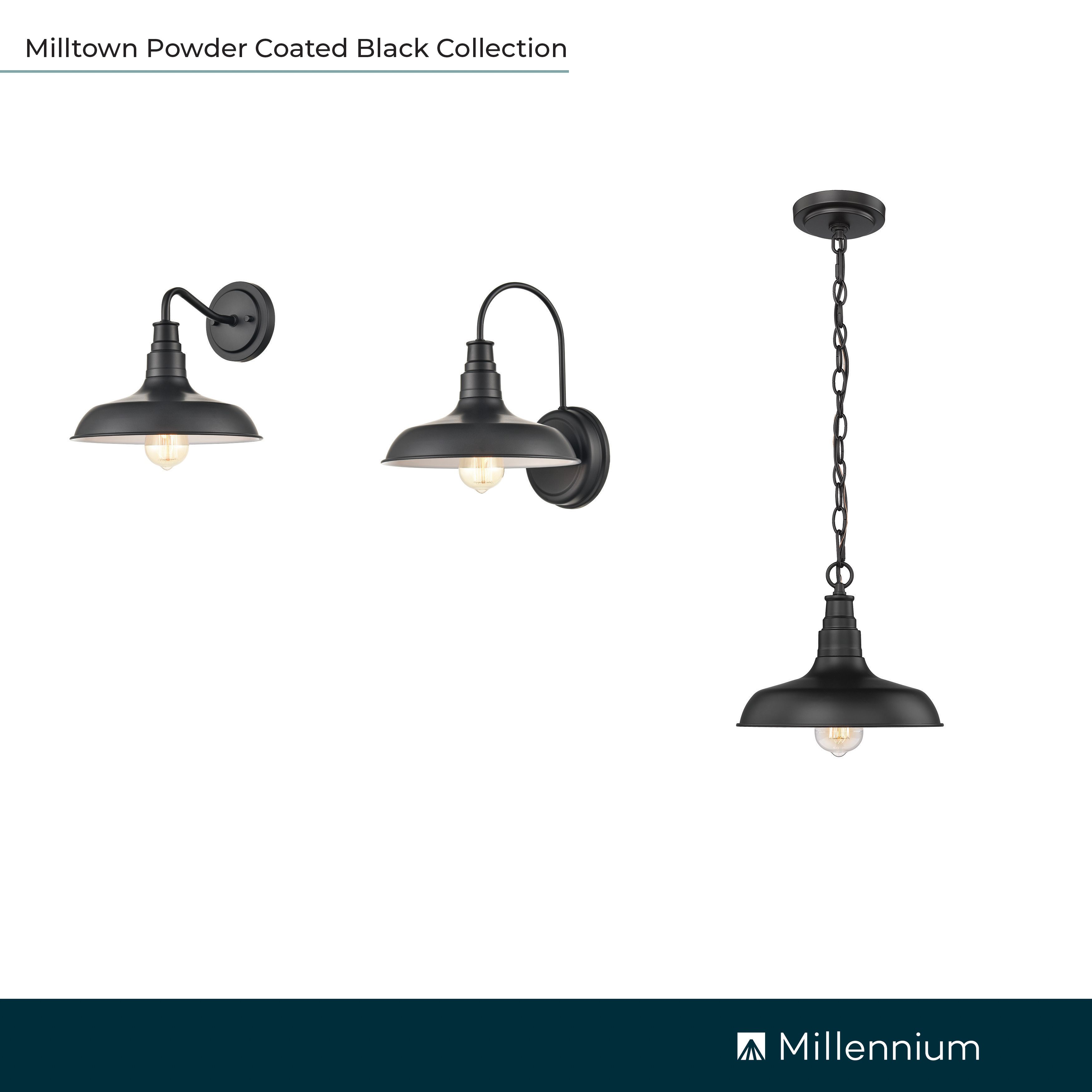 Image 4 Millennium Milltown 1-Light 13" Powder Coated Black Outdoor Wall Sconce more views