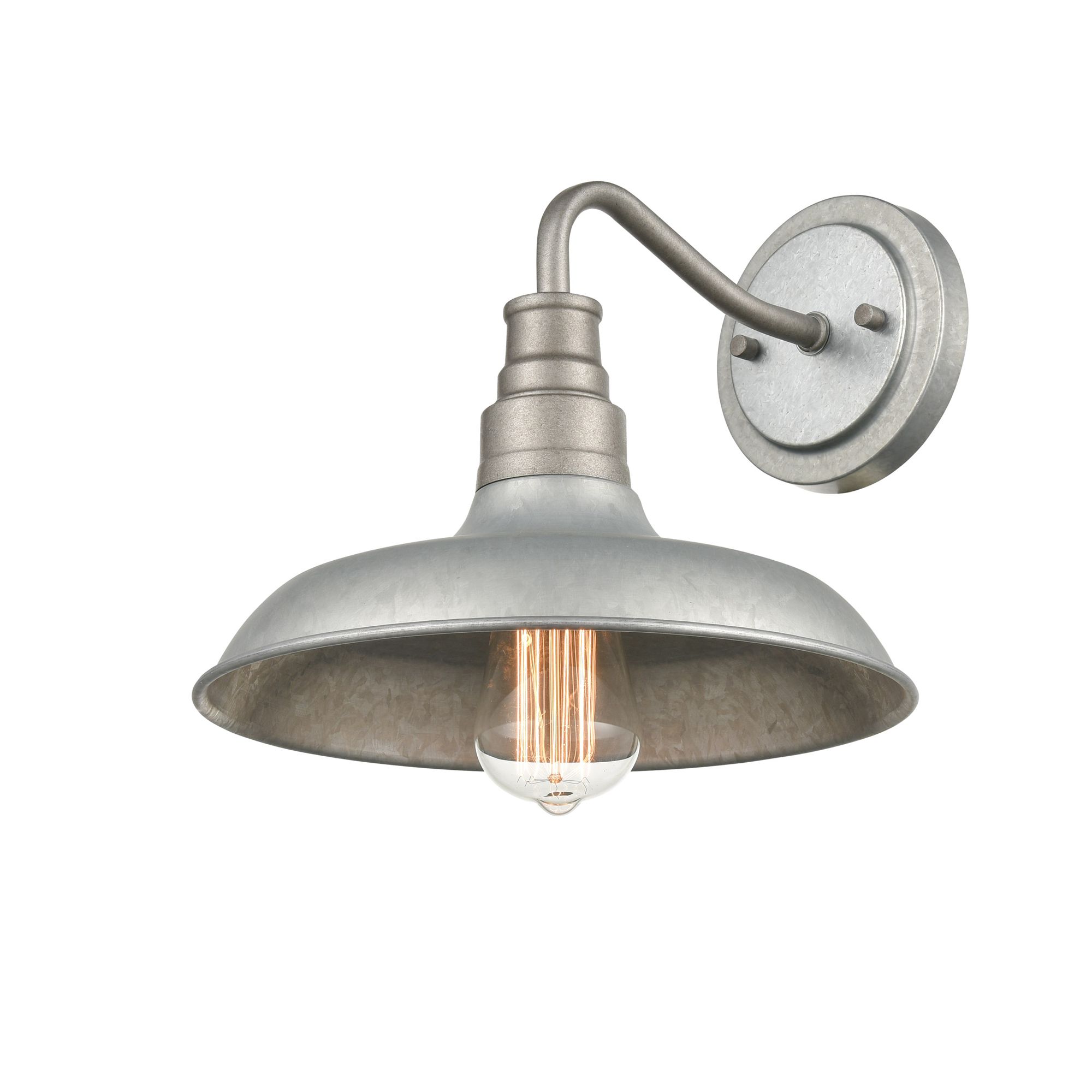 Image 2 Millennium Milltown 1-Lt 10.25" Galvanized Outdoor Wall Sconce with Shade more views