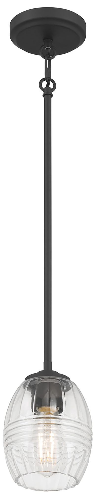 Image 2 Millennium Miravelle 1-Light 5.25" Matte Black Mini Pendant with Shade