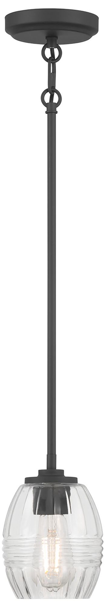 Image 3 Millennium Miravelle 1-Light 5.25" Matte Black Mini Pendant with Shade more views