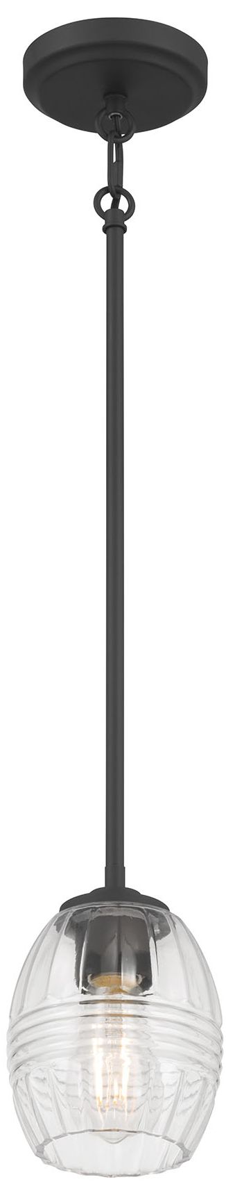 Image 4 Millennium Miravelle 1-Light 5.25" Matte Black Mini Pendant with Shade more views