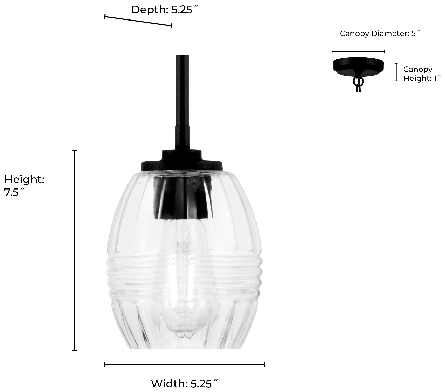 Millennium Miravelle 1-Light 5.25" Matte Black Mini Pendant with Shade