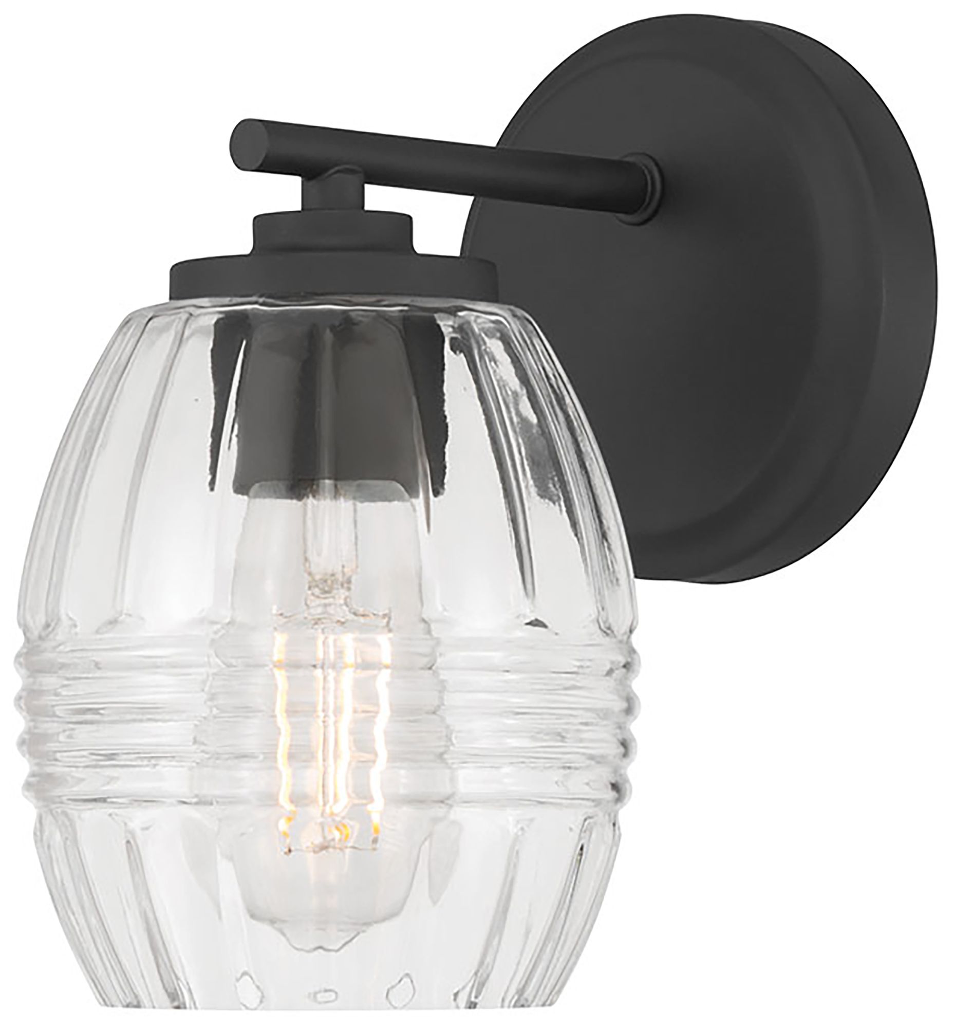 Millennium Miravelle 1-Light 5.25" Matte Black Wall Sconce with Glass Shade