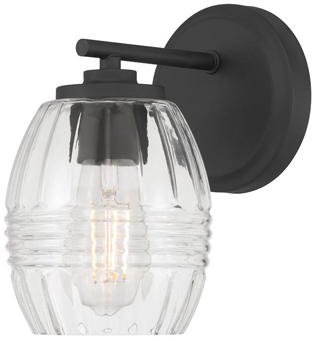 Image 3 Millennium Miravelle 1-Light 5.25" Matte Black Wall Sconce with Glass Shade more views