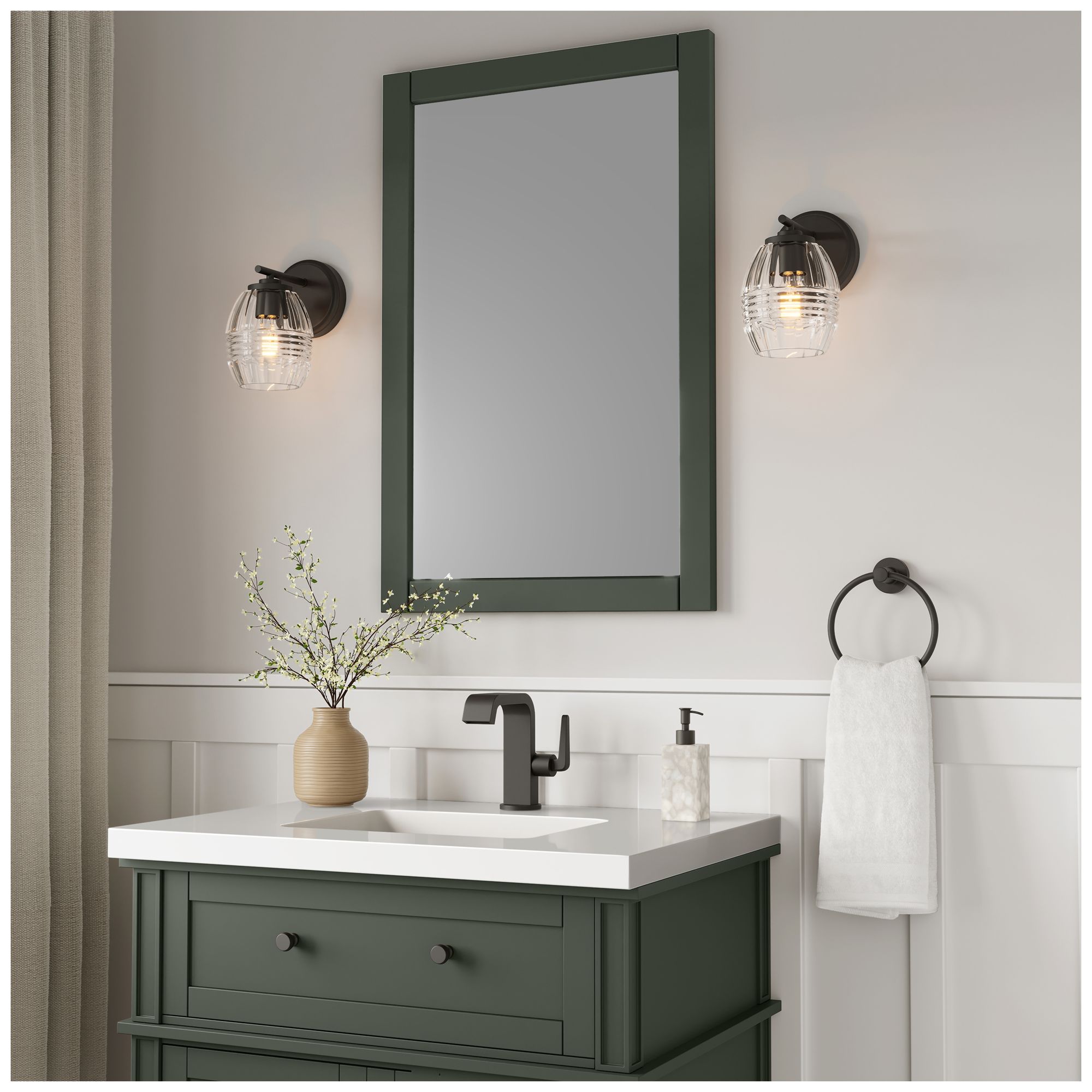 Image 7 Millennium Miravelle 1-Light 5.25" Matte Black Wall Sconce with Glass Shade more views