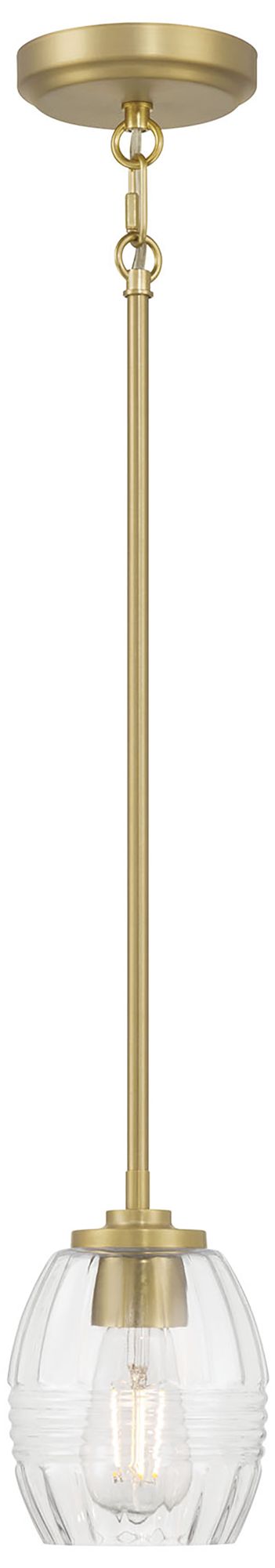 Image 3 Millennium Miravelle 1-Light 5.25" Vintage Brass Mini Pendant with Shade more views