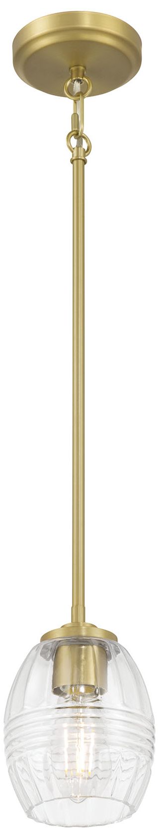 Image 4 Millennium Miravelle 1-Light 5.25" Vintage Brass Mini Pendant with Shade more views