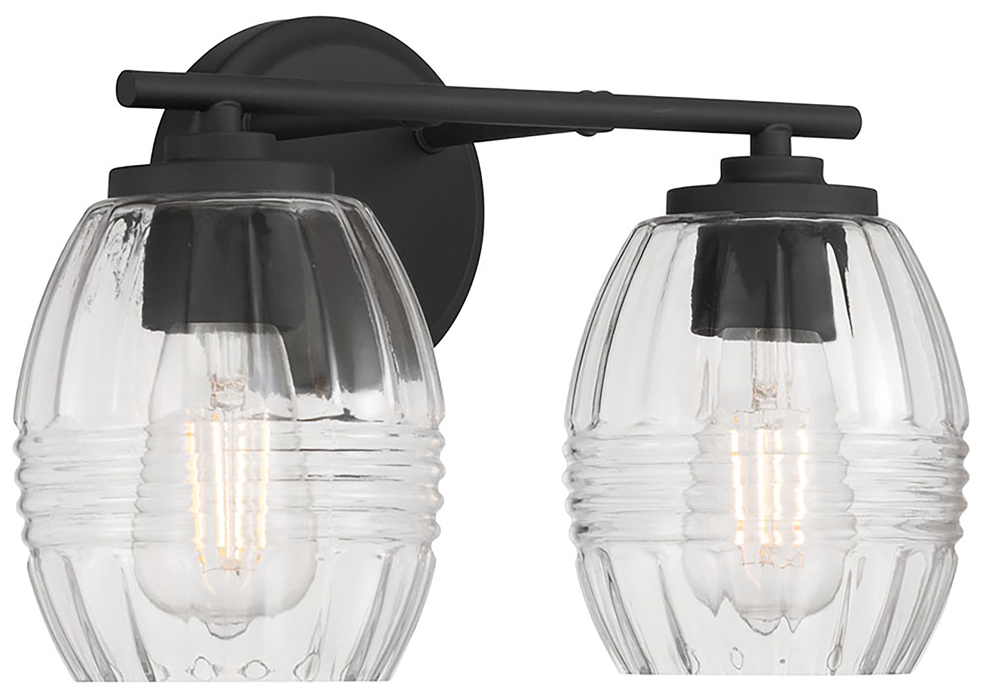 Millennium Miravelle 2-Light 14" Matte Black Vanity Light with Glass Shade