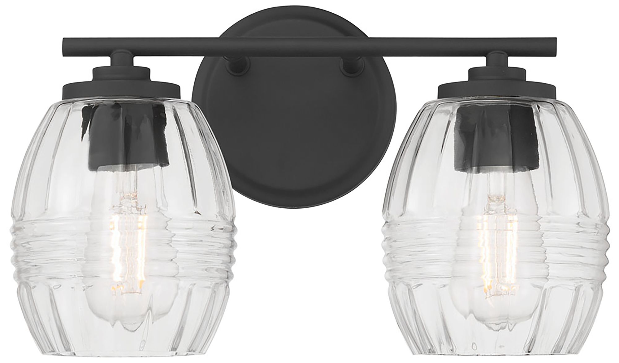 Image 3 Millennium Miravelle 2-Light 14" Matte Black Vanity Light with Glass Shade more views