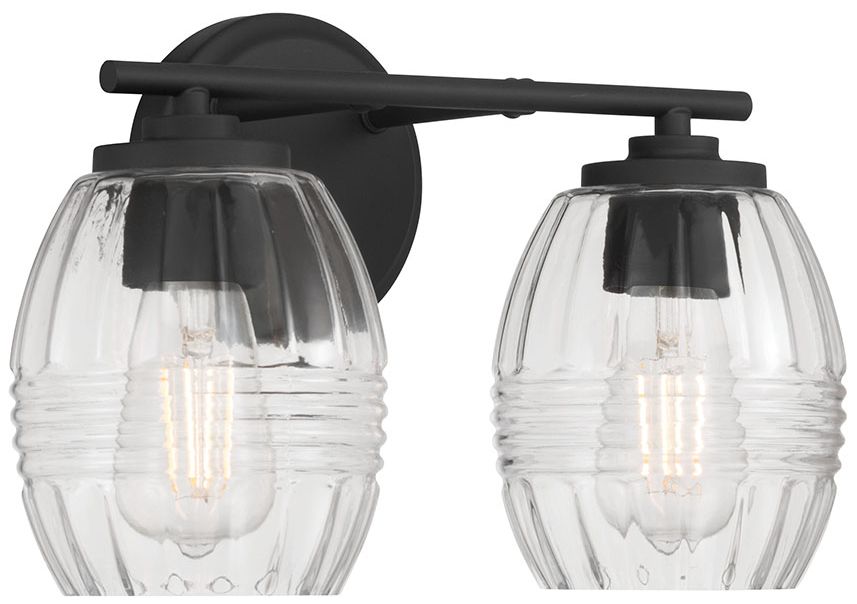 Image 4 Millennium Miravelle 2-Light 14" Matte Black Vanity Light with Glass Shade more views