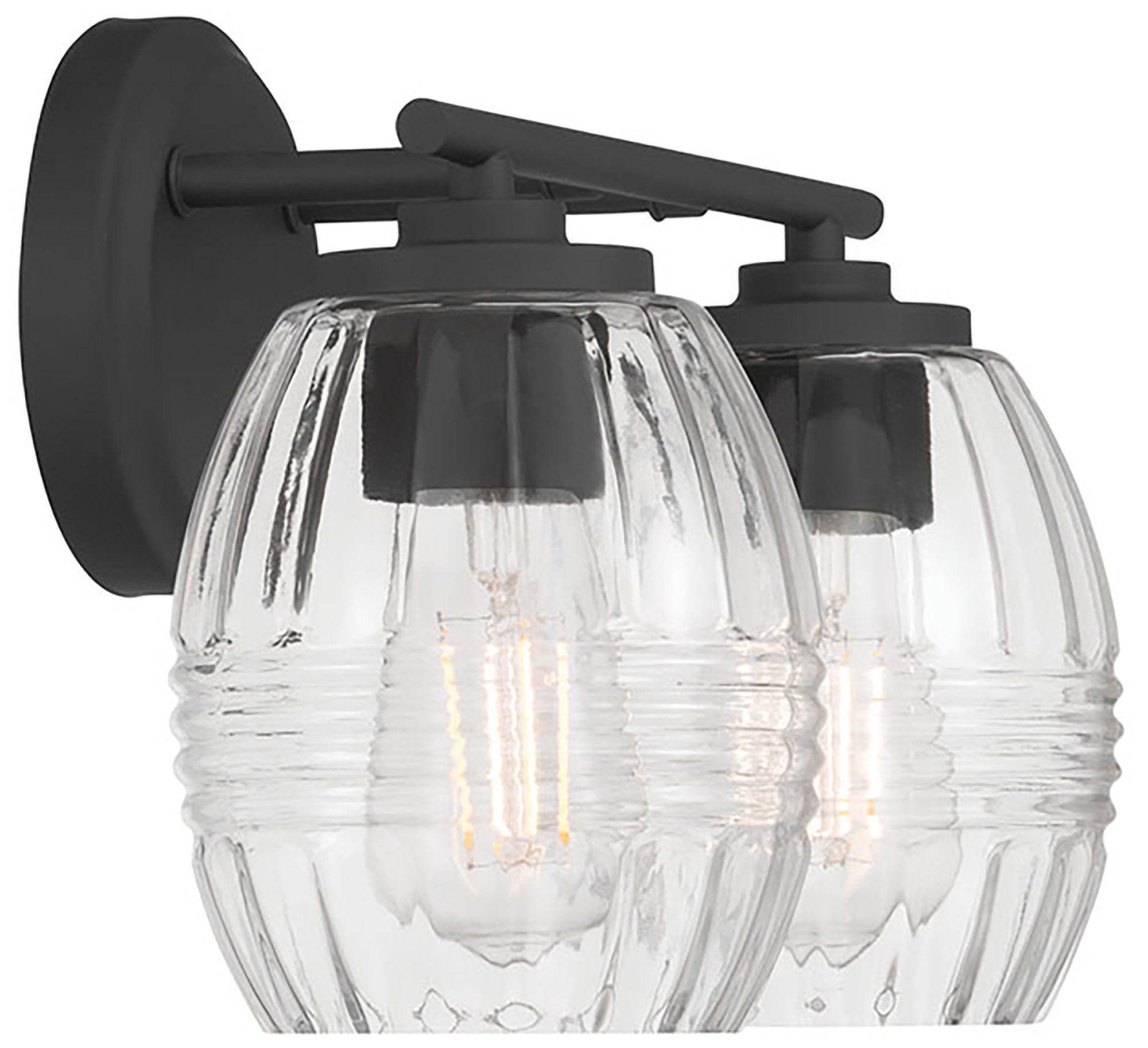 Image 5 Millennium Miravelle 2-Light 14" Matte Black Vanity Light with Glass Shade more views