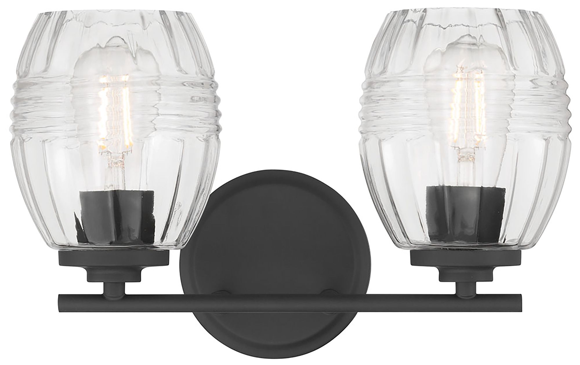 Image 6 Millennium Miravelle 2-Light 14" Matte Black Vanity Light with Glass Shade more views