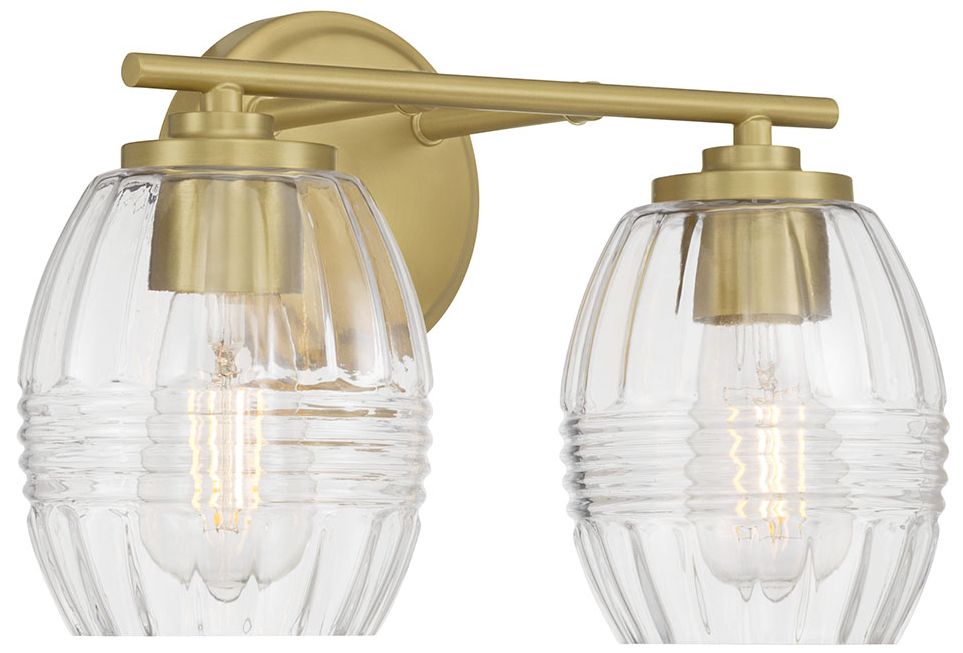 Image 4 Millennium Miravelle 2-Light 14" Vintage Brass Vanity Light with Shade more views