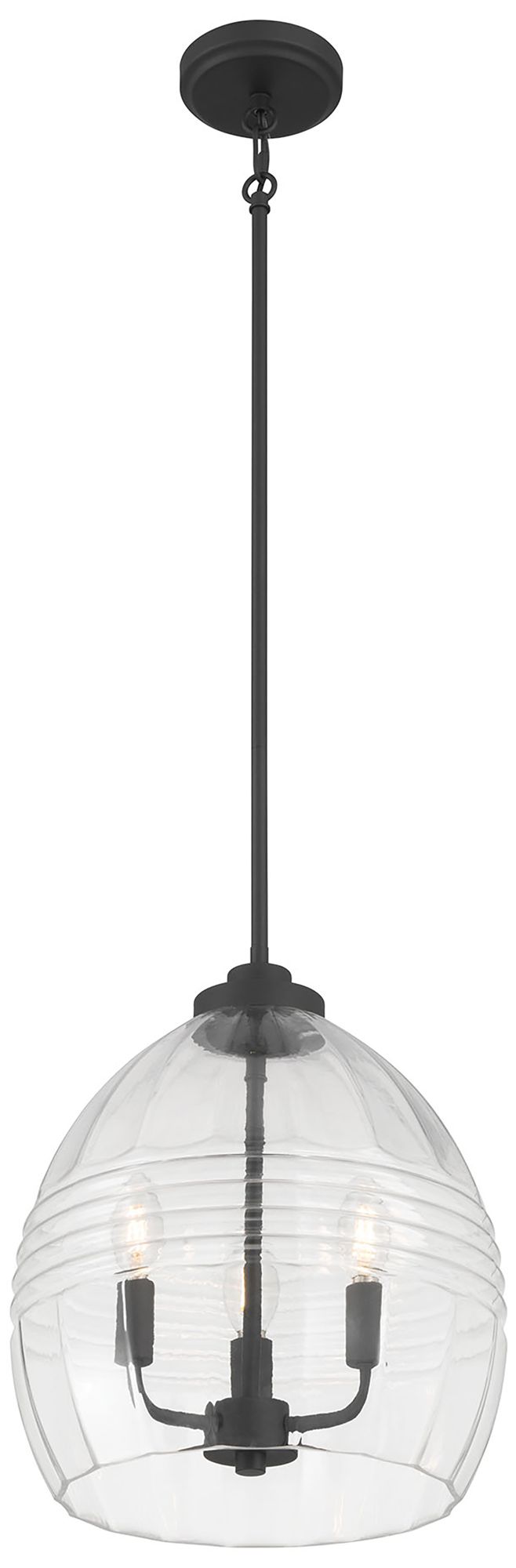 Millennium Miravelle 3-Light 13" Matte Black Pendant with Glass Shade