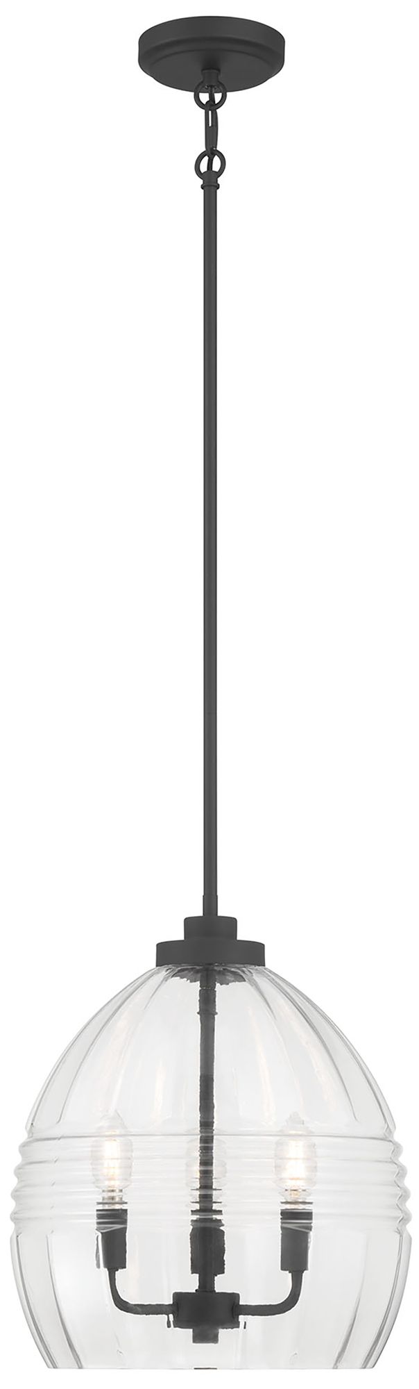 Image 3 Millennium Miravelle 3-Light 13" Matte Black Pendant with Glass Shade more views