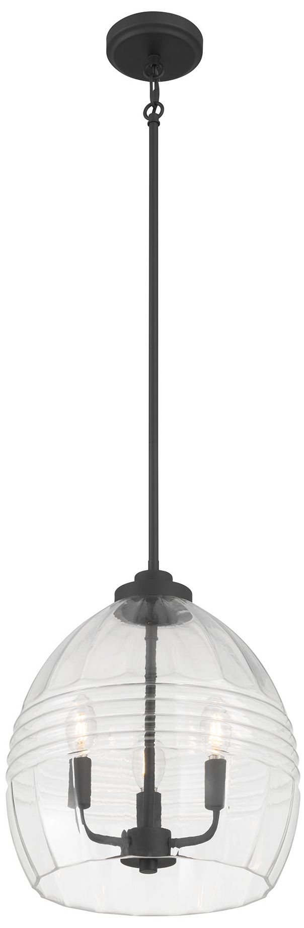 Image 4 Millennium Miravelle 3-Light 13" Matte Black Pendant with Glass Shade more views
