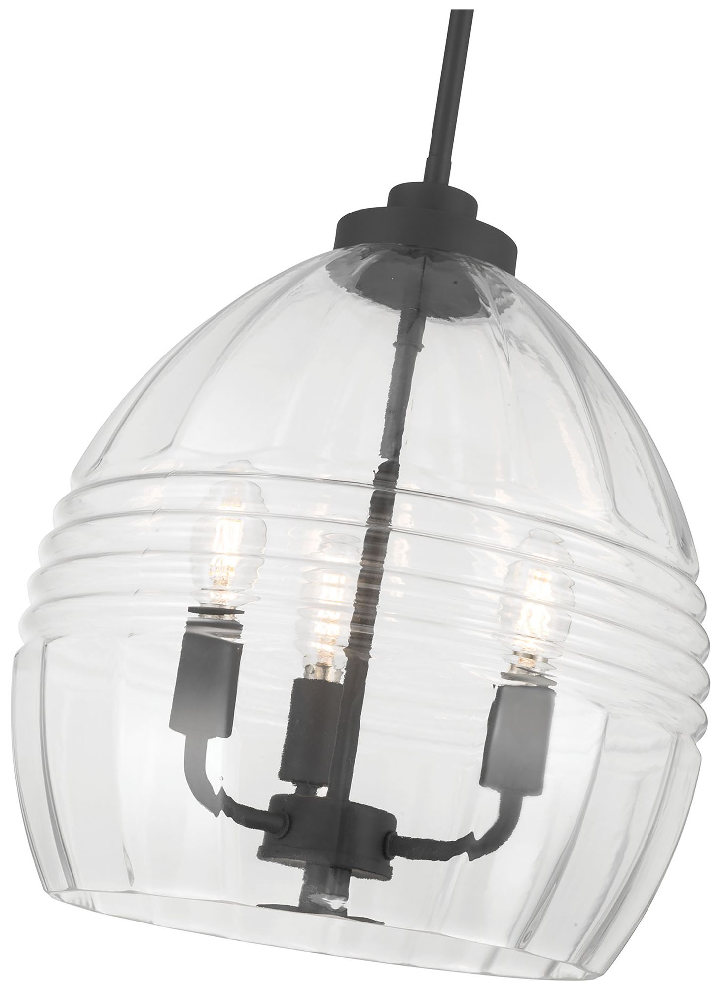 Image 6 Millennium Miravelle 3-Light 13" Matte Black Pendant with Glass Shade more views