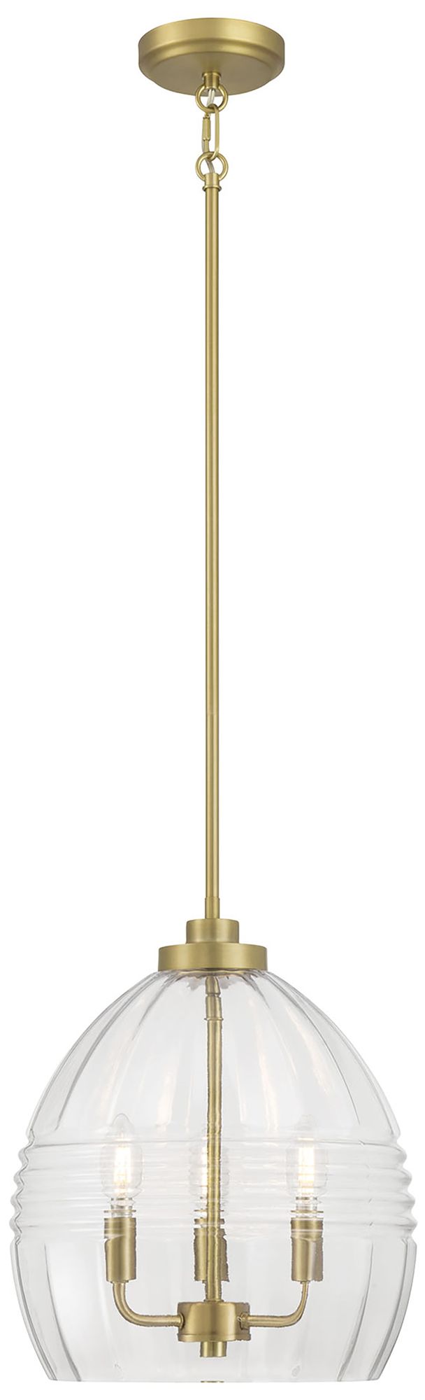 Image 3 Millennium Miravelle 3-Light 13" Vintage Brass Pendant with Glass Shade more views