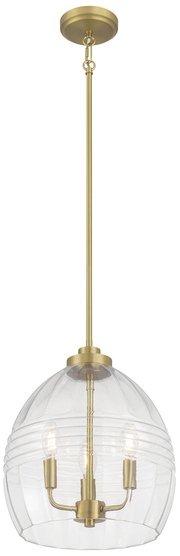 Image 4 Millennium Miravelle 3-Light 13" Vintage Brass Pendant with Glass Shade more views