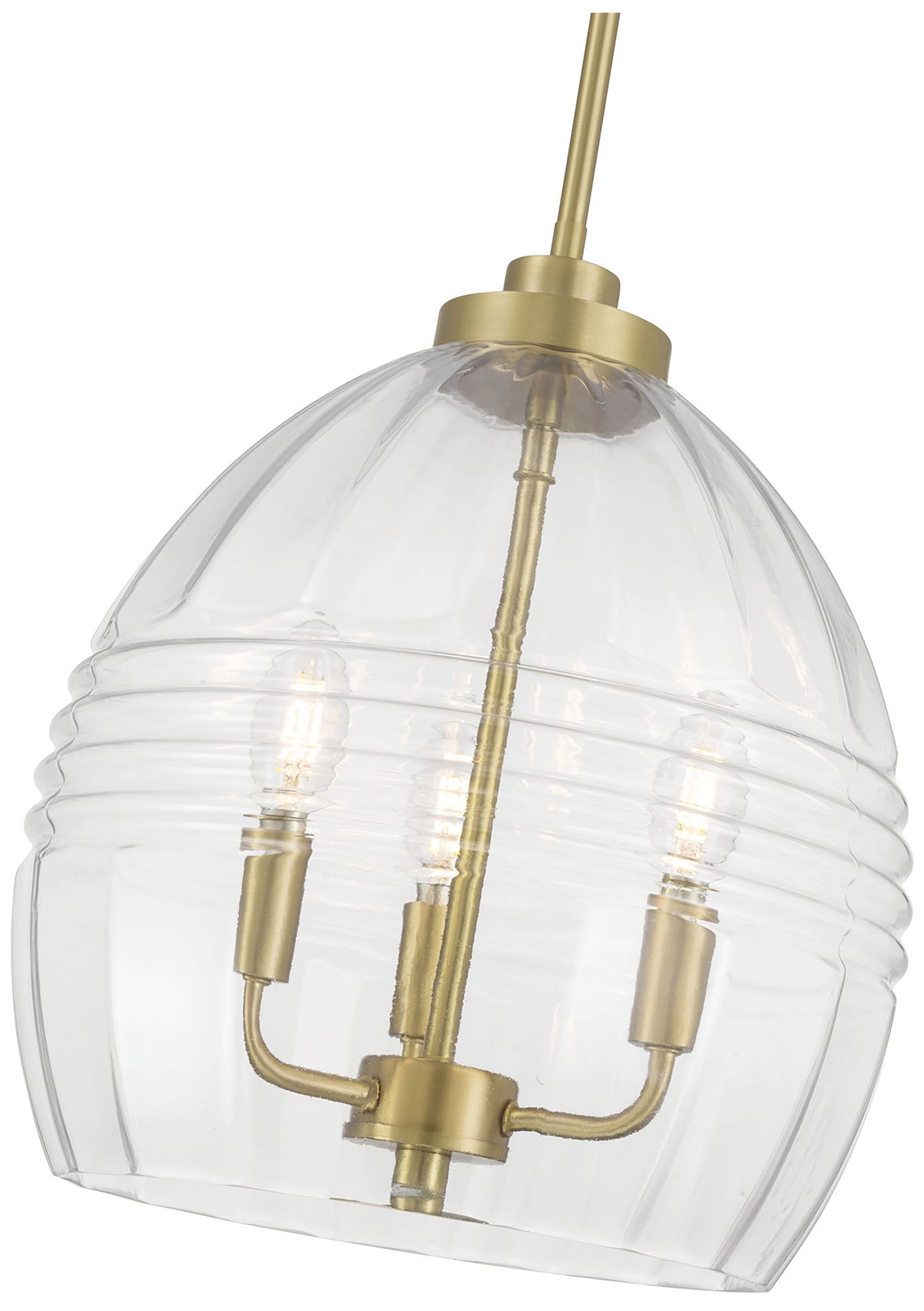 Image 6 Millennium Miravelle 3-Light 13" Vintage Brass Pendant with Glass Shade more views