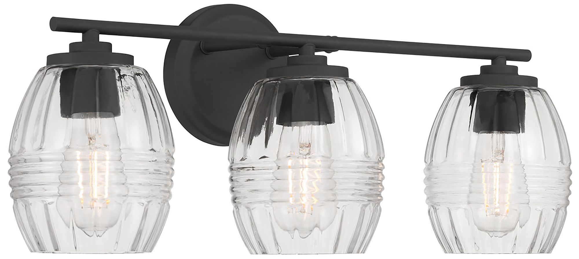 Millennium Miravelle 3-Light 22.25" Matte Black Vanity Light with Shade